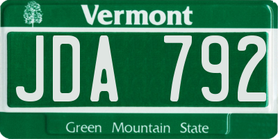 VT license plate JDA792