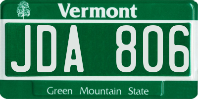 VT license plate JDA806