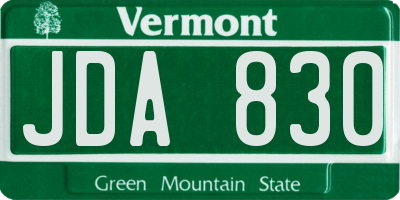 VT license plate JDA830