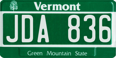 VT license plate JDA836