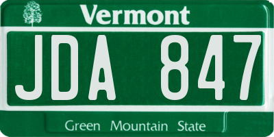VT license plate JDA847