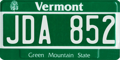 VT license plate JDA852