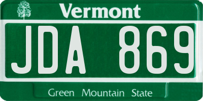 VT license plate JDA869