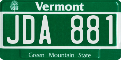 VT license plate JDA881