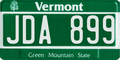 VT license plate JDA899