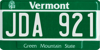 VT license plate JDA921