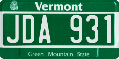 VT license plate JDA931