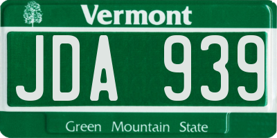 VT license plate JDA939