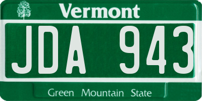VT license plate JDA943