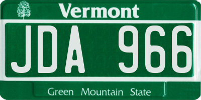 VT license plate JDA966