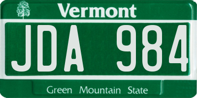 VT license plate JDA984