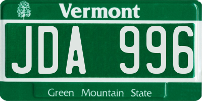 VT license plate JDA996