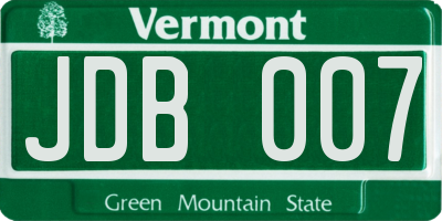 VT license plate JDB007