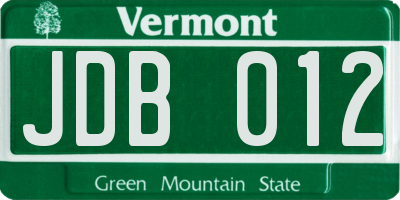 VT license plate JDB012