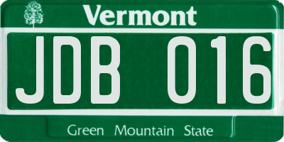 VT license plate JDB016