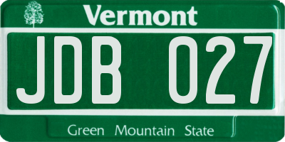 VT license plate JDB027