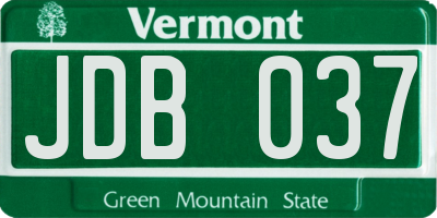 VT license plate JDB037