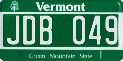 VT license plate JDB049