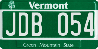 VT license plate JDB054