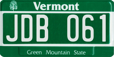 VT license plate JDB061