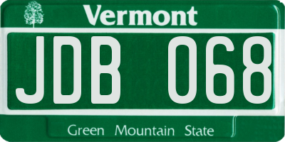 VT license plate JDB068