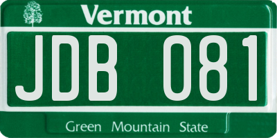 VT license plate JDB081