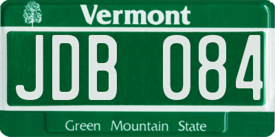 VT license plate JDB084