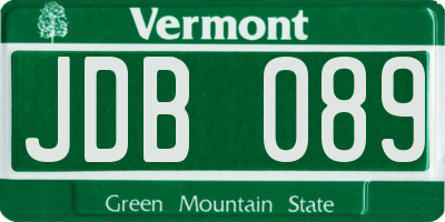 VT license plate JDB089