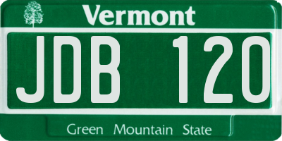 VT license plate JDB120