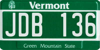 VT license plate JDB136