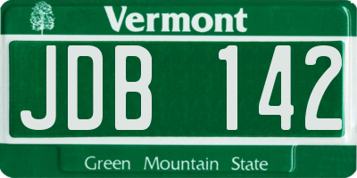VT license plate JDB142