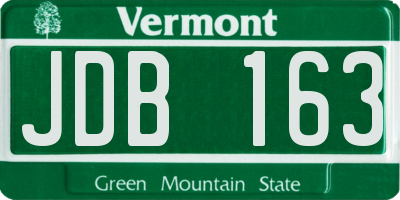 VT license plate JDB163