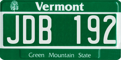 VT license plate JDB192