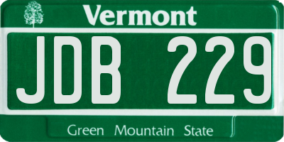 VT license plate JDB229