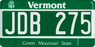 VT license plate JDB275