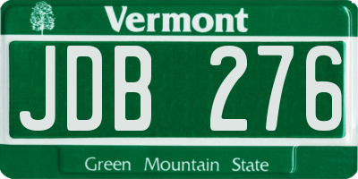 VT license plate JDB276