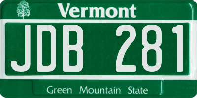VT license plate JDB281