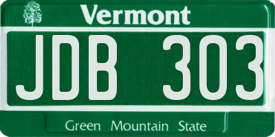 VT license plate JDB303