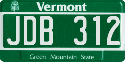 VT license plate JDB312