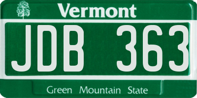 VT license plate JDB363