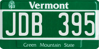 VT license plate JDB395