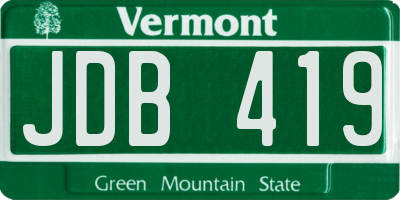 VT license plate JDB419