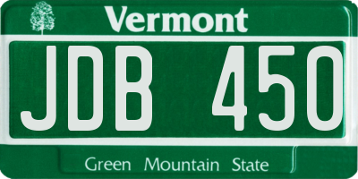 VT license plate JDB450