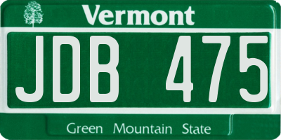 VT license plate JDB475