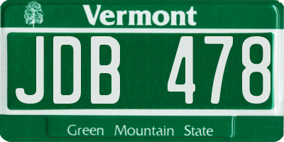 VT license plate JDB478