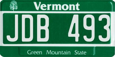 VT license plate JDB493