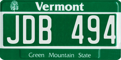VT license plate JDB494