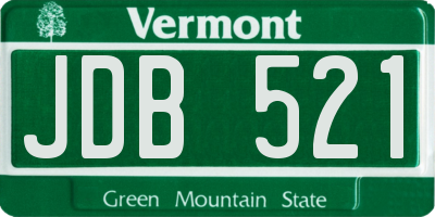 VT license plate JDB521