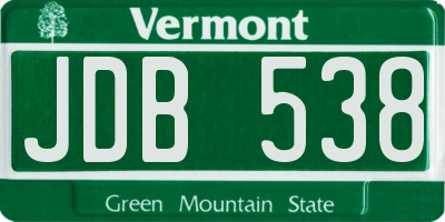 VT license plate JDB538