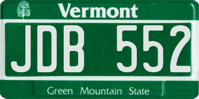 VT license plate JDB552